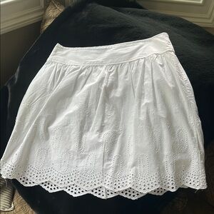 LOFT White Smocked A-Line Skirt Resort Wear